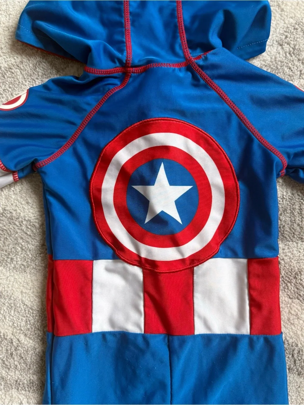 Disney Marvel Swimsuit Kids Toddler 4 Captain America Hooded One Piece Rash Guar